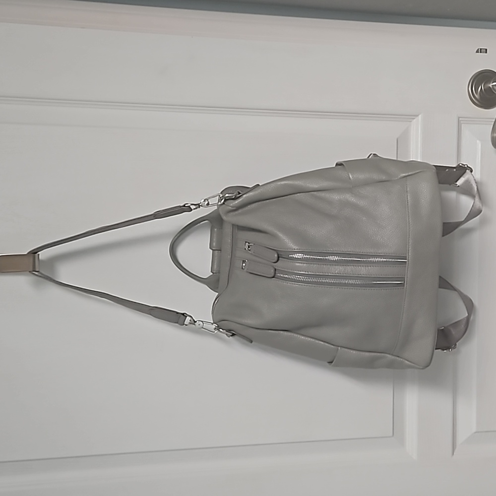 Convertible Backpack to Tote Dark Gray Pockets Travel Daily Leatherette - Picture 3 of 12
